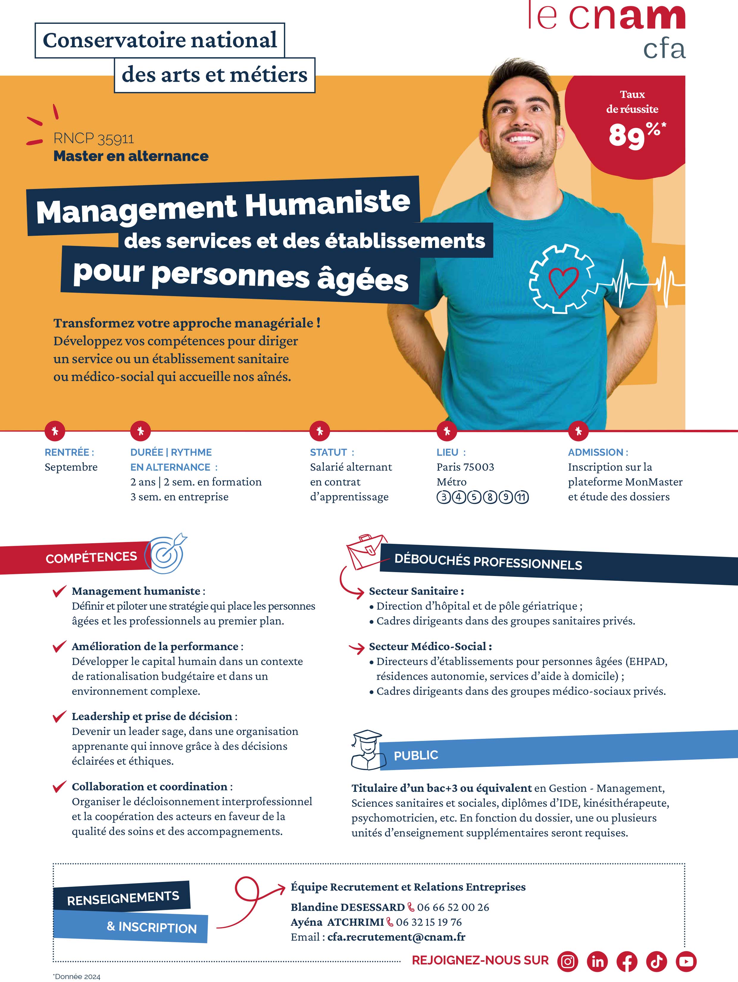 Master management humaniste personnes âgées CFA Cnam