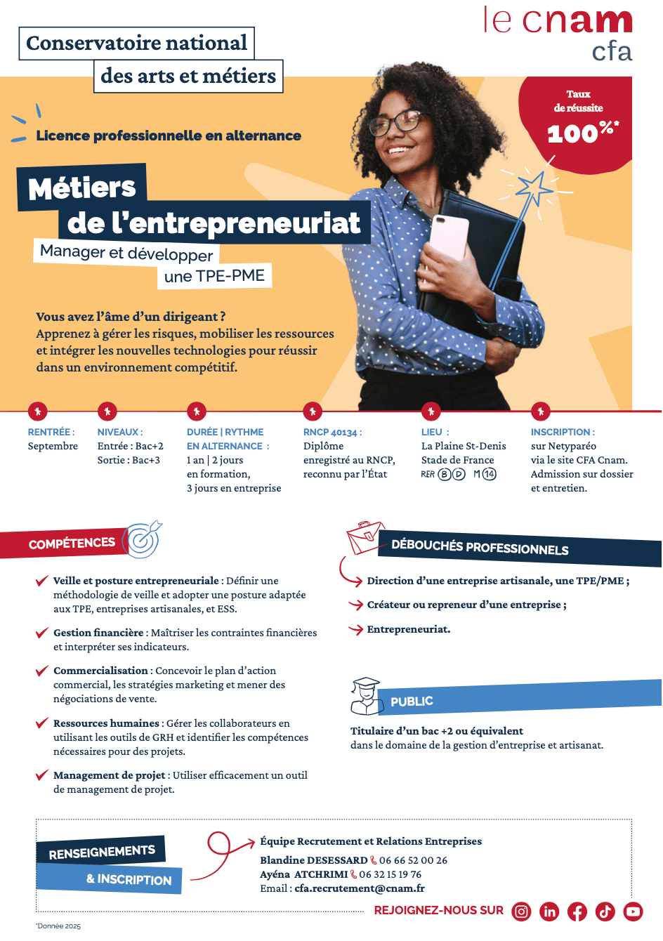 Télécharger Fiche formation Entrepreneur en alternance CFA Cnam Saint Denis