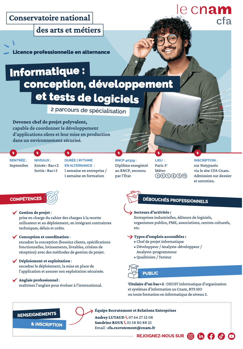 Fiche formation Informatique alternance CFA Cnam Saint Denis