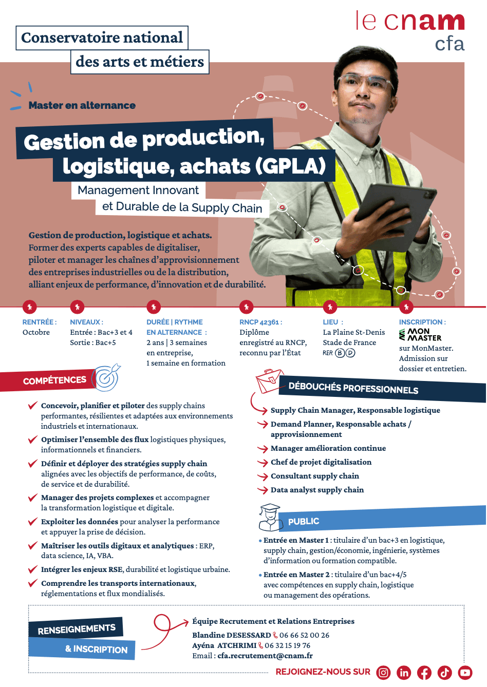 Fiche formation Master Logistique Supply Chain en alternance CFA Cnam Saint Denis