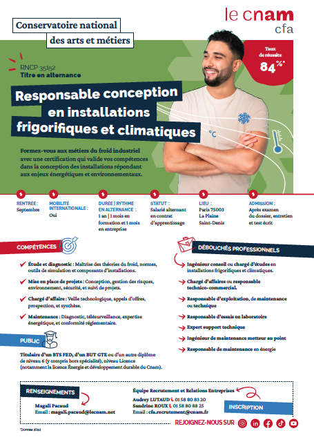 Alternance Titre Responsable conception en installations frigorifiques et climatiques