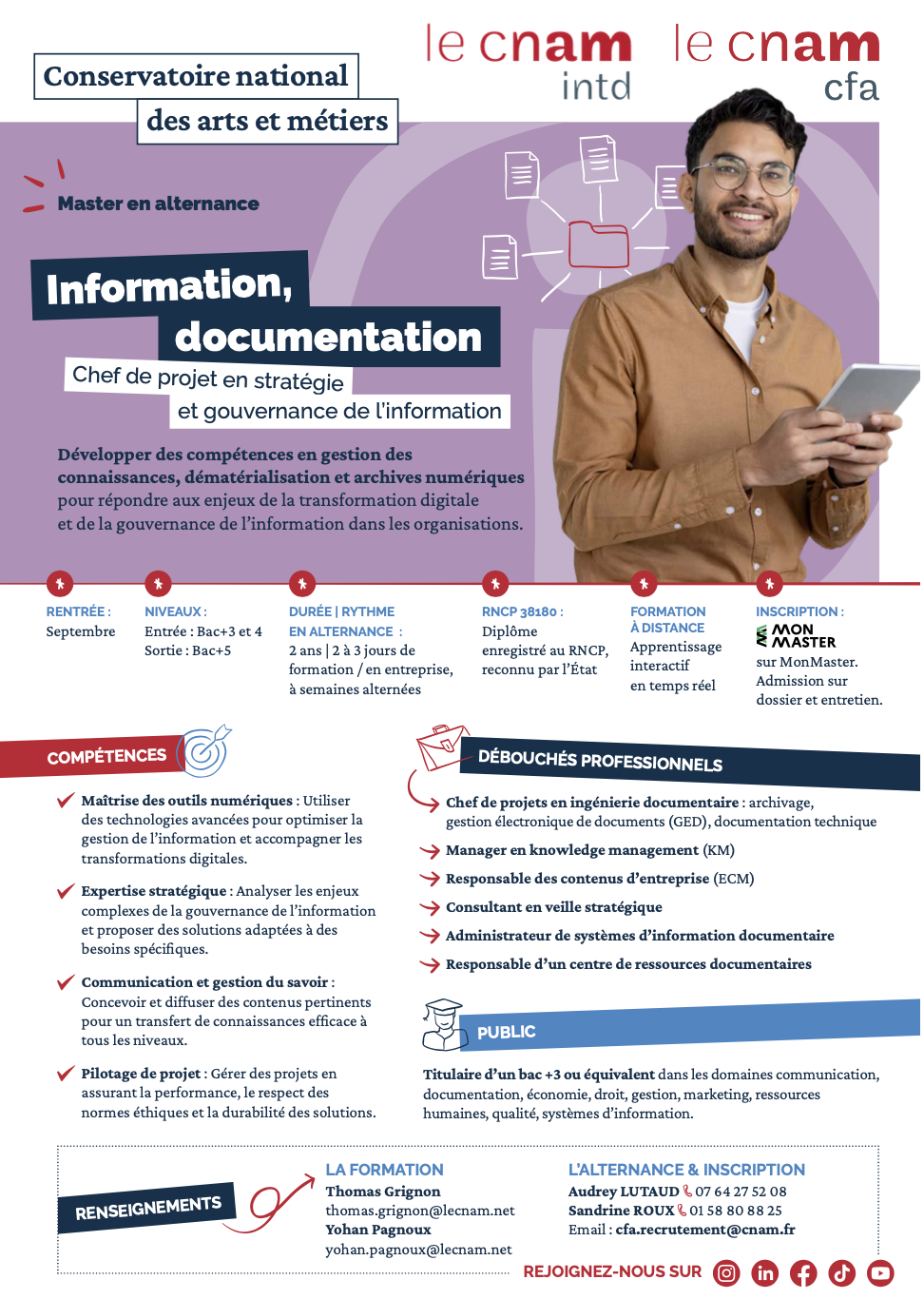 Formation Information Documentation Gouvernance information CFA Cnam alternance