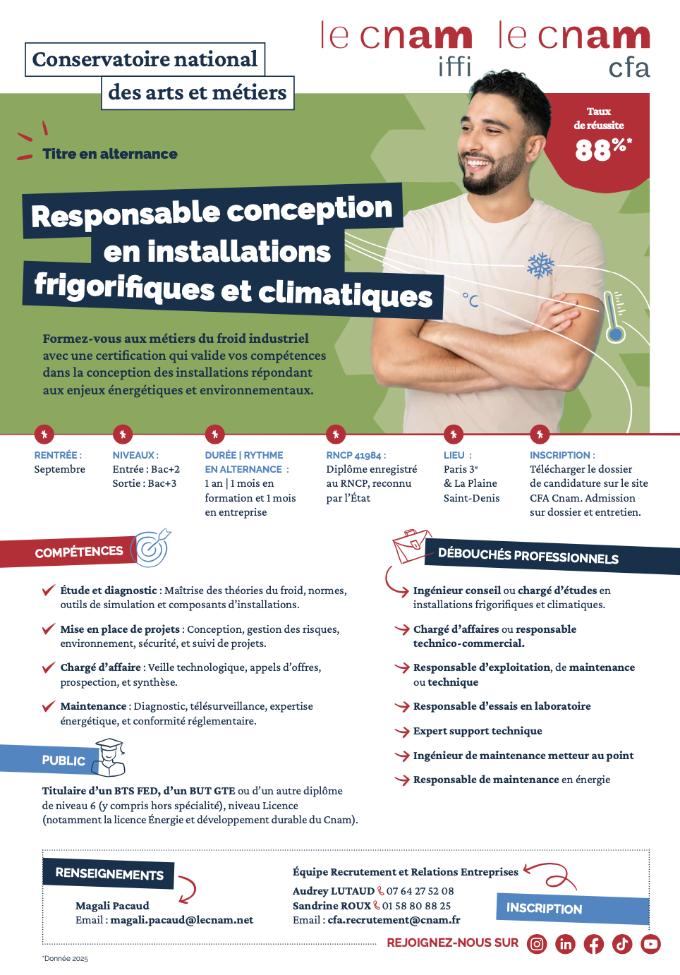 Formation Responsable conception en installations frigorifiques et climatiques alternance CFA Cnam