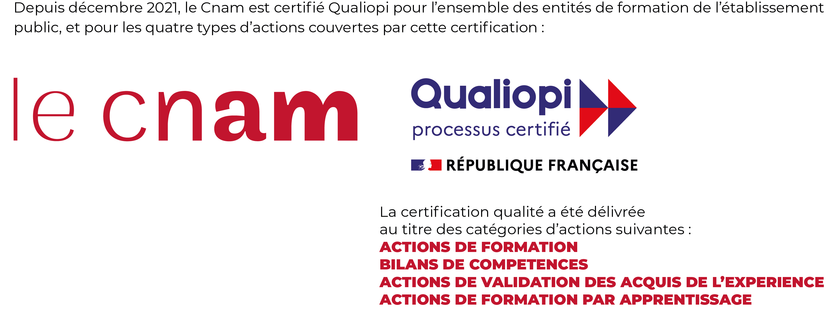 Le Cnam certifié Qualiopi